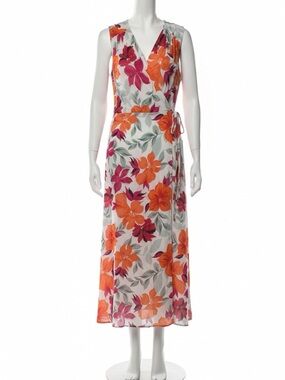 Calvin Klein Orange & Pink Floral Maxi Dress